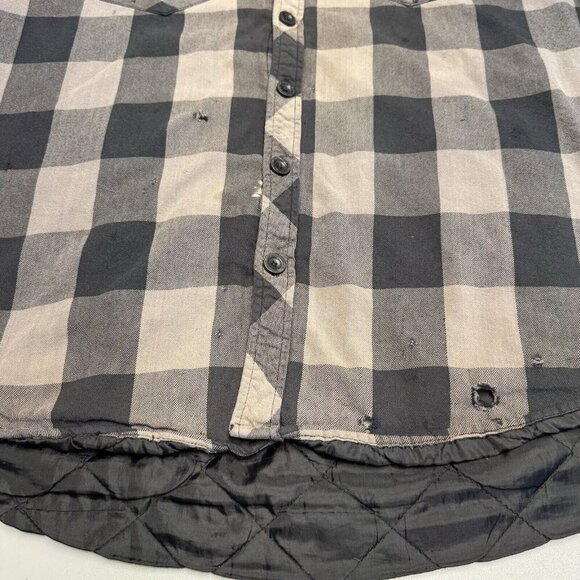 So Cal Button Up Jacket Mens XL Plaid Insulated Hoodie Embroidered Grunge Y2K - Picture 8 of 14